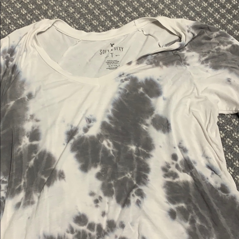 American eagle gray/white tie dye T-shirt